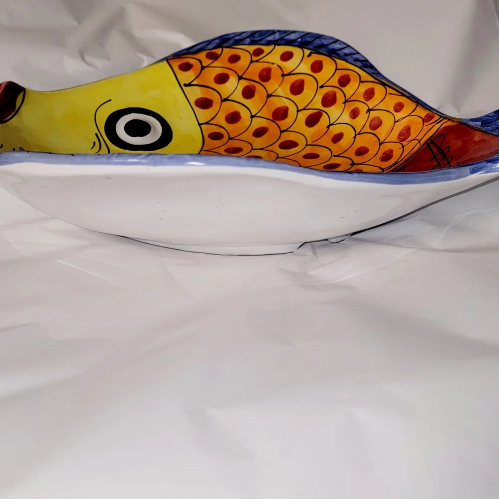 Large VIETRI Italian Pottery Fish Plate Serving Dish - Picture 9 of 10